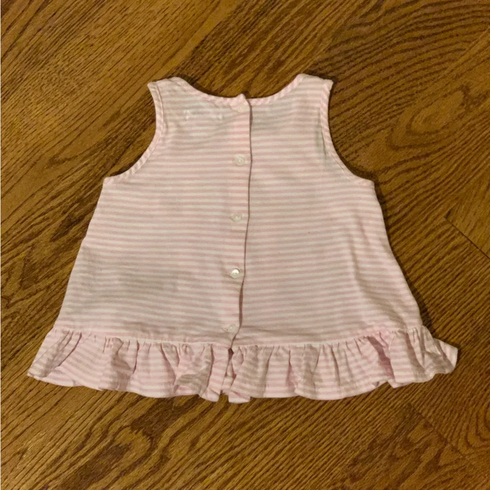 Ralph Lauren | Light Pink and White Striped Tank with Lace Embellishments